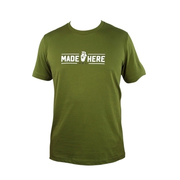 New MADE HERE The General Cotton Men’s Tee Cargo Green Short Sleeve T-Shirt - Picture 1 of 7